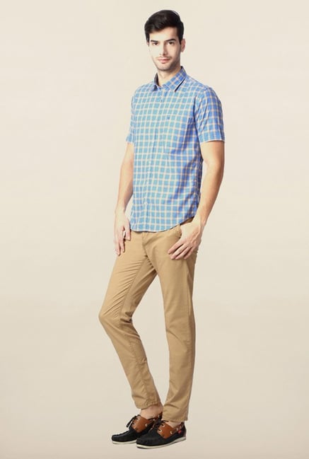 Peter England Turquoise Checks Casual Shirt Peter England Turquoise Checks Casual Shirt