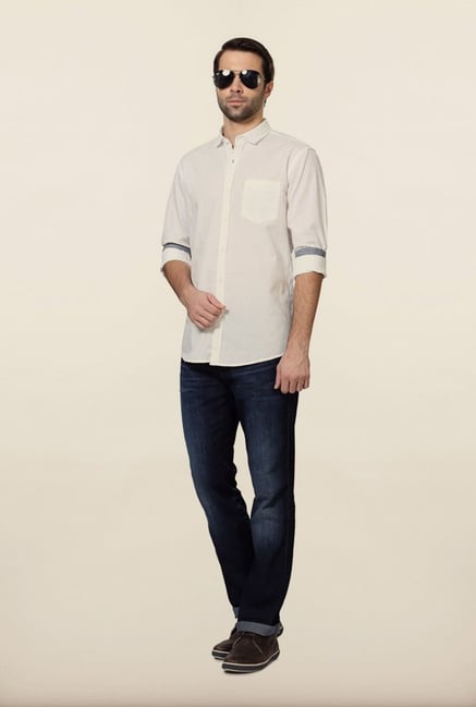 Allen Solly White Solid Casual Shirt Allen Solly White Solid Casual Shirt