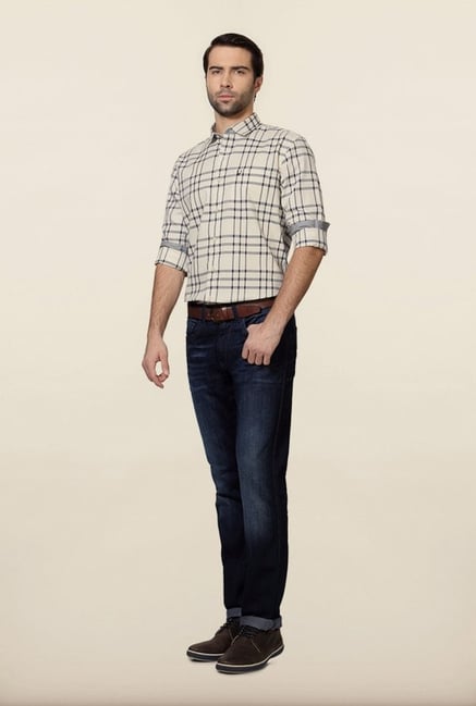 Allen Solly White & Navy Checks Casual Shirt Allen Solly White & Navy Checks Casual Shirt