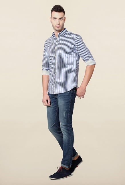 Peter England Blue Striped Shirt Peter England Blue Striped Shirt