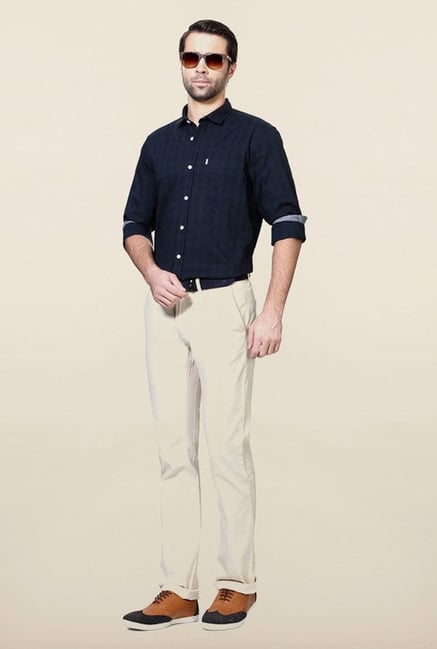Allen Solly Navy Solid Casual Shirt Allen Solly Navy Solid Casual Shirt
