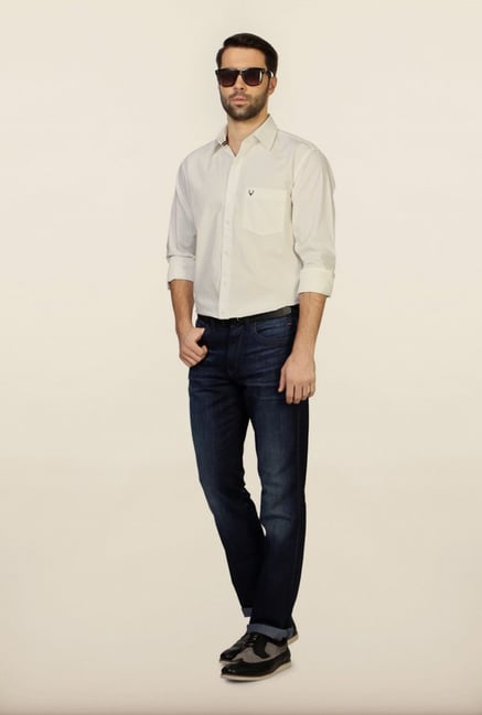 Allen Solly White Solid Casual Shirt Allen Solly White Solid Casual Shirt