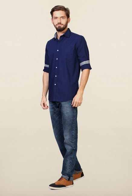 Allen Solly Navy Solid Shirt Allen Solly Navy Solid Shirt