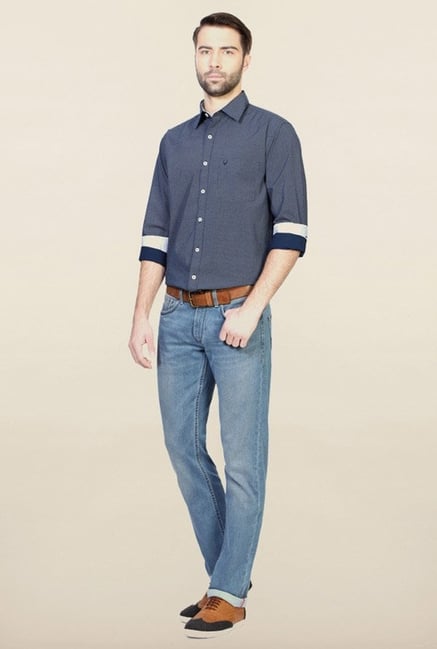 Allen Solly Navy Polka Dot Casual Shirt Allen Solly Navy Polka Dot Casual Shirt