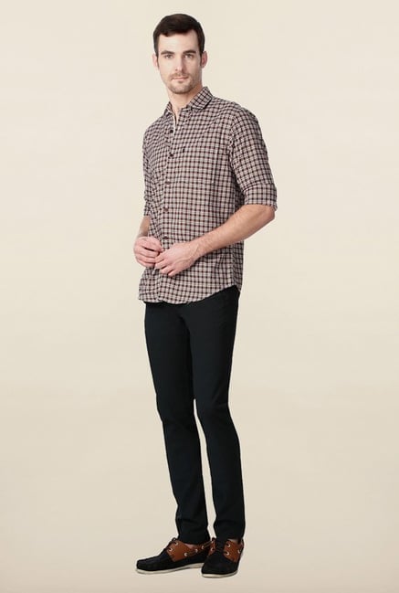 Peter England Brown Checks Casual Shirt Peter England Brown Checks Casual Shirt
