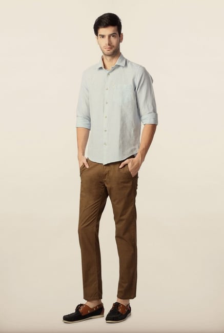 Peter England Light Blue Solid Casual Shirt Peter England Light Blue Solid Casual Shirt