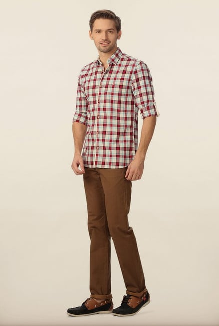 Peter England Maroon Checks Shirt Peter England Maroon Checks Shirt