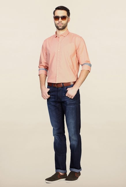 Allen Solly Peach Solid Casual Shirt Allen Solly Peach Solid Casual Shirt