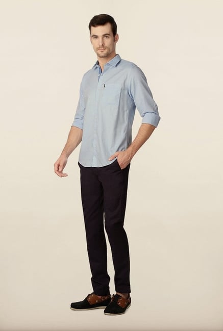 Peter England Sky Blue Solid Casual Shirt Peter England Sky Blue Solid Casual Shirt