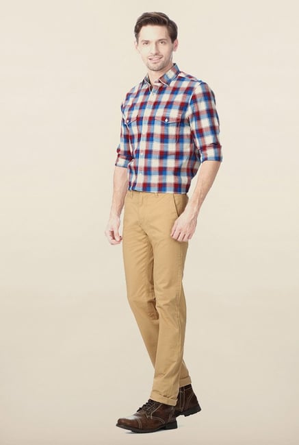 Peter England Red & Blue Checks Casual Shirt Peter England Red & Blue Checks Casual Shirt