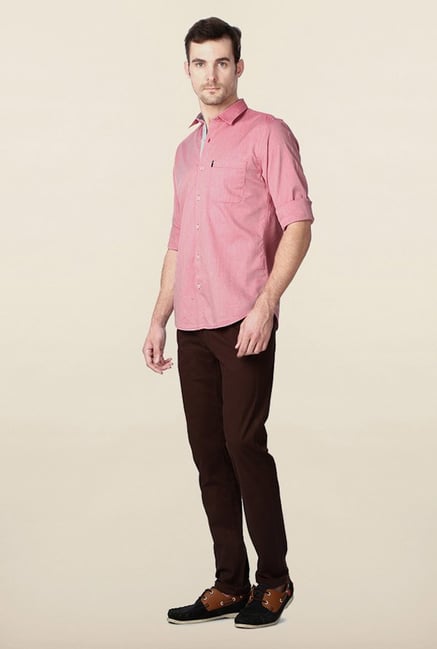 Peter England Pink Solid Casual Shirt Peter England Pink Solid Casual Shirt
