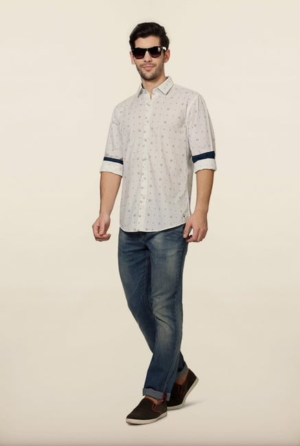 Allen Solly White Printed Casual Shirt Allen Solly White Printed Casual Shirt