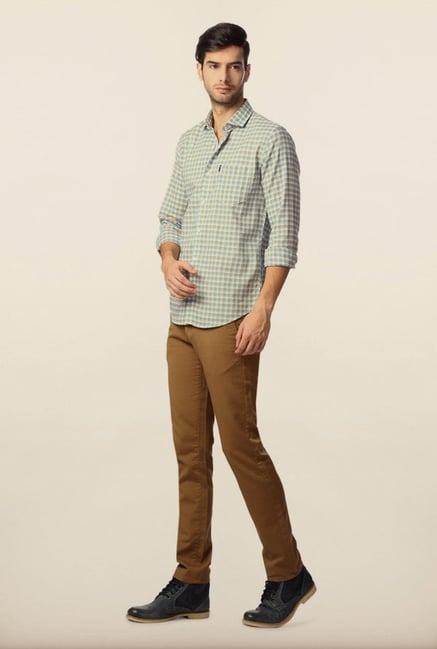 Peter England Turquoise Checks Casual Shirt Peter England Turquoise Checks Casual Shirt