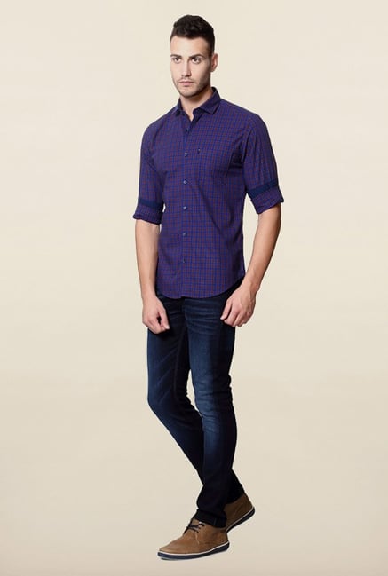 Peter England Purple Checks Casual Shirt Peter England Purple Checks Casual Shirt