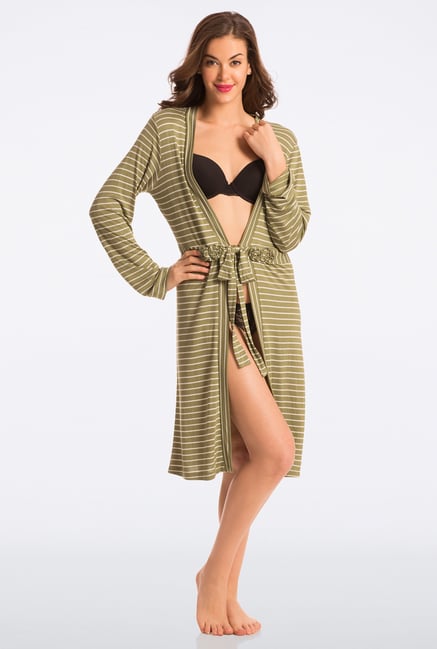 Pretty Secrets Tan Striped Robe Pretty Secrets Tan Striped Robe