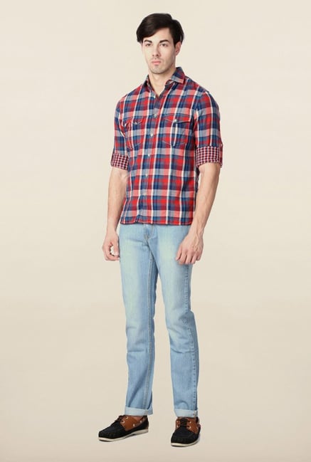 Peter England Red Checks Casual Shirt Peter England Red Checks Casual Shirt