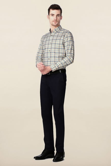 Peter England Yellow Checks Slim Fit Shirt Peter England Yellow Checks Slim Fit Shirt