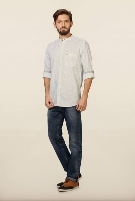 Allen Solly White Printed Casual Shirt Allen Solly White Printed Casual Shirt