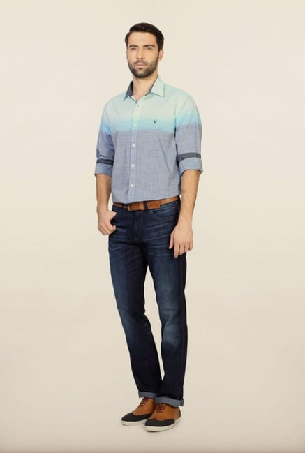 Allen Solly Blue Solid Casual Shirt Allen Solly Blue Solid Casual Shirt