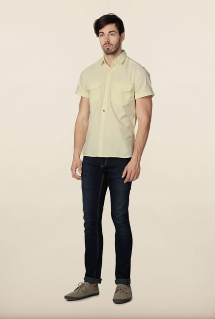 Peter England Yellow Solid Casual Shirt Peter England Yellow Solid Casual Shirt