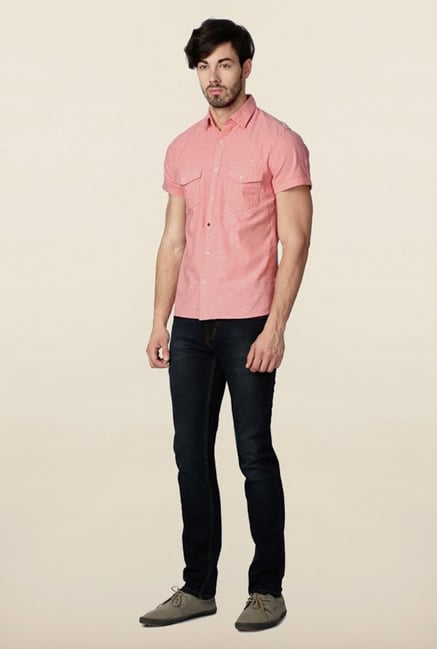 Peter England Pink Solid Casual Shirt Peter England Pink Solid Casual Shirt