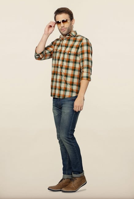 Peter England Red & Green Checks Casual Shirt Peter England Red & Green Checks Casual Shirt