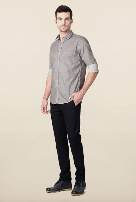 Peter England Grey Printed Casual Shirt Peter England Grey Printed Casual Shirt