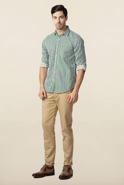 Peter England Green Striped Shirt Peter England Green Striped Shirt