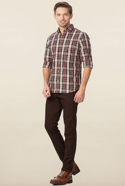 Peter England Red & Black Checks Casual Shirt Peter England Red & Black Checks Casual Shirt