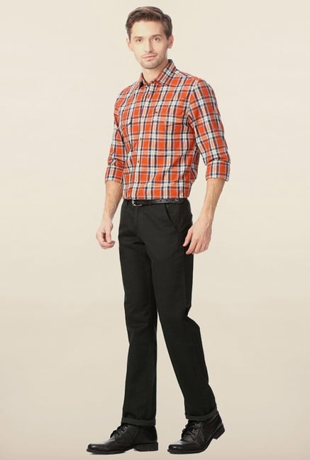 Peter England Orange Checks Casual Shirt Peter England Orange Checks Casual Shirt