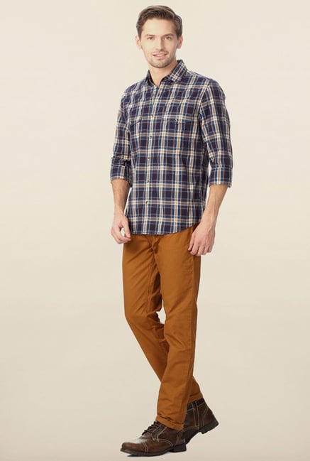 Peter England Navy Checks Casual Shirt Peter England Navy Checks Casual Shirt
