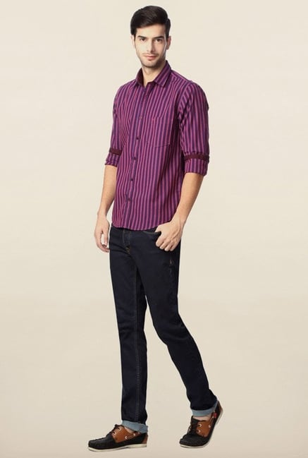 Peter England Purple Striped Slim Fit Shirt Peter England Purple Striped Slim Fit Shirt