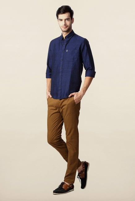 Peter England Navy Solid Slim Fit Shirt Peter England Navy Solid Slim Fit Shirt