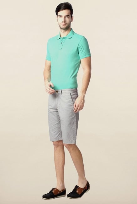 Peter England Grey Solid Cotton Shorts Peter England Grey Solid Cotton Shorts