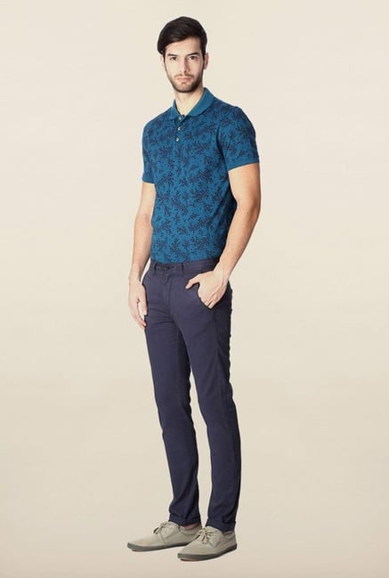 Peter England Navy Solid Chinos Peter England Navy Solid Chinos