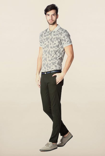 Peter England Black Solid Cotton Chinos Peter England Black Solid Cotton Chinos