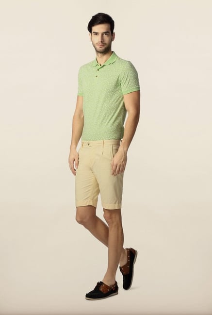Peter England Cream Solid Shorts Peter England Cream Solid Shorts