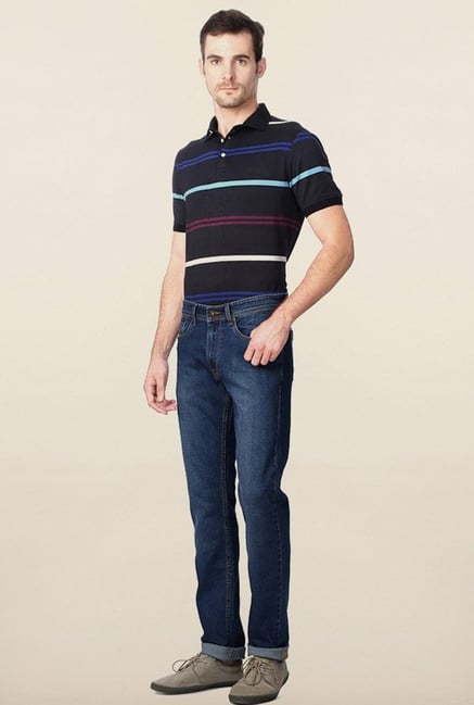 Peter England Dark Blue Lightly Washed Jeans Peter England Dark Blue Lightly Washed Jeans