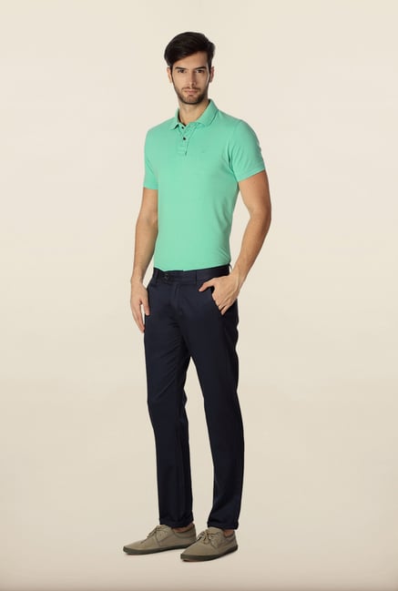 Peter England Navy Solid Cotton Chinos Peter England Navy Solid Cotton Chinos