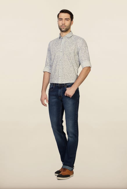 Peter England Blue Solid Cotton Jeans Peter England Blue Solid Cotton Jeans