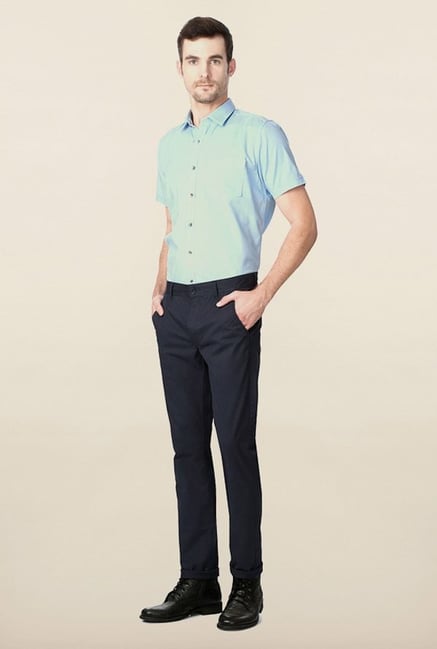 Peter England Navy Solid Chinos Peter England Navy Solid Chinos