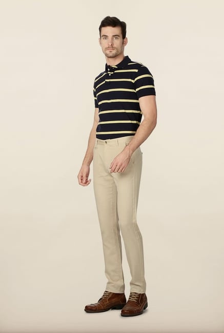 Peter England Beige Solid Chinos Peter England Beige Solid Chinos