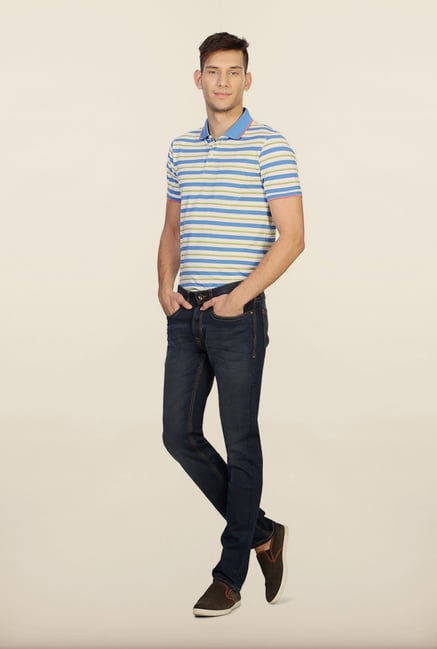 Peter England Navy Lightly Washed Jeans Peter England Navy Lightly Washed Jeans