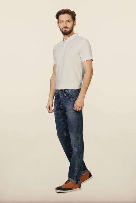 Allen Solly Blue Heavily Washed Jeans Allen Solly Blue Heavily Washed Jeans