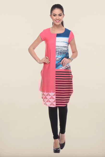 W Pink Printed Kurti W Pink Printed Kurti