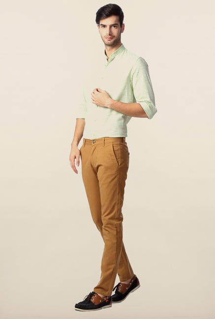 Peter England Khaki Solid Chinos Peter England Khaki Solid Chinos