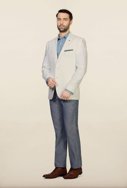 Allen Solly White Solid Blazer Allen Solly White Solid Blazer
