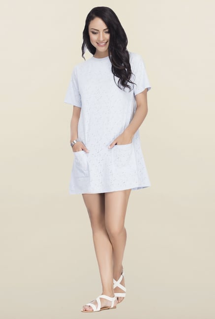 Femella Blue Burnout Chemise Dress Femella Blue Burnout Chemise Dress