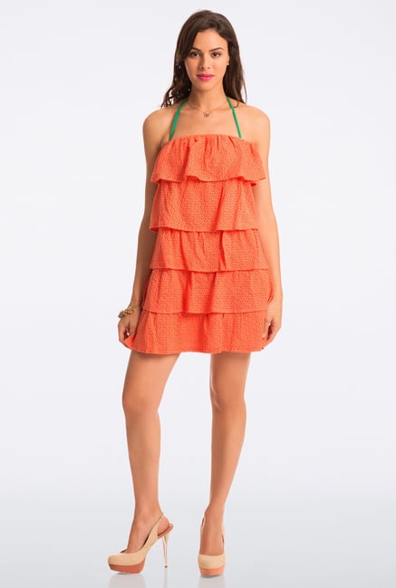 PrettySecrets Orange Lace Strapless Flounce Dress PrettySecrets Orange Lace Strapless Flounce Dress