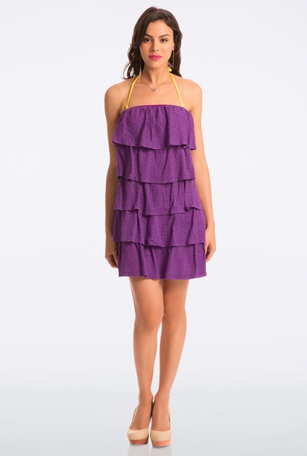 PrettySecrets Purple Lace Strapless Flounce Dress PrettySecrets Purple Lace Strapless Flounce Dress